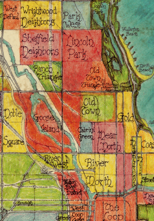 map of chicago neighborhoods poster