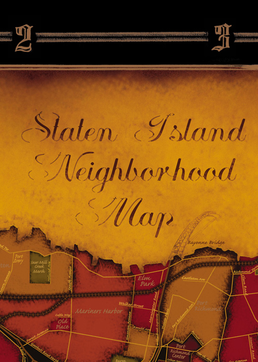 Staten Island Neighborhood Map - Detailed Cut Away